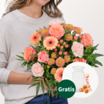 Blumenstrauß Herbstbrise mit Vase & Ferrero Giotto 3er