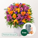 Premium Bouquet Herbsttanz with Premium Vase & 3 Ferrero Giotto