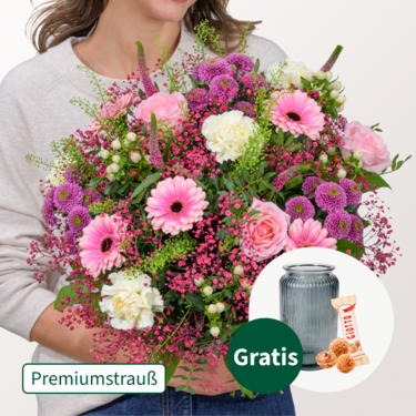 Premiumstrauß Herbstkind mit Premiumvase & Ferrero Giotto 3er