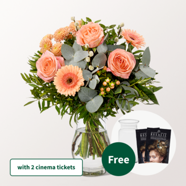 Flower Bouquet Morgentau with vase & 2 Cinema Tickets