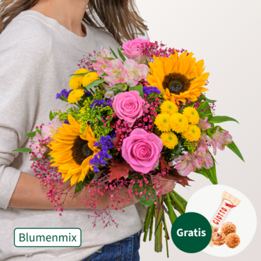 Blumenmix Zarter Gruß mit Ferrero Giotto 3er