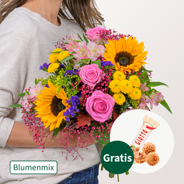 Blumenmix Zarter Gruß mit Ferrero Giotto 3er