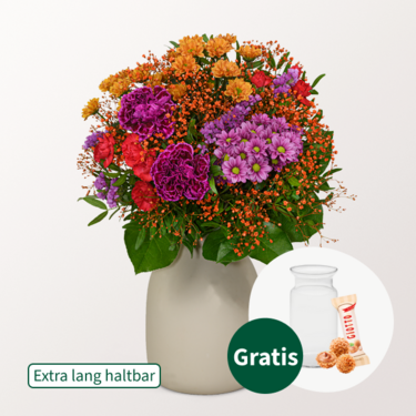 Blumenstrauß Herbstblüten mit Vase & Ferrero Giotto 3er