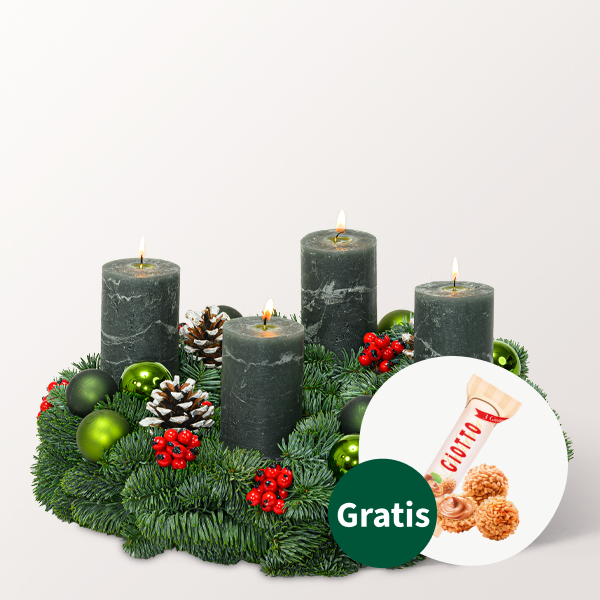 Adventskranz Green Santa (Ø 35 cm) mit Ferrero Giotto 3er