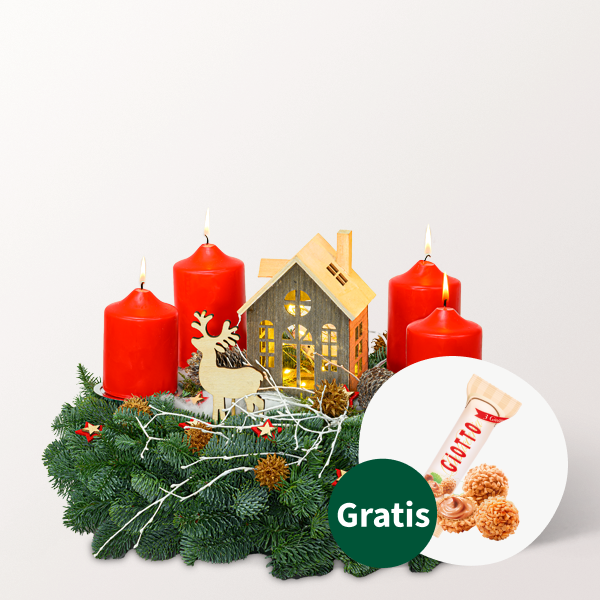 Adventskranz Leuchtender Advent (Ø 40 cm) mit Ferrero Giotto 3er