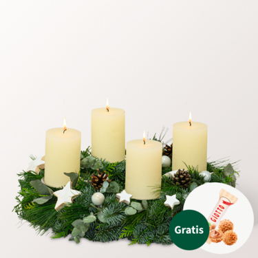 Adventskranz Shiny White (Ø 35 cm) mit Ferrero Giotto 3er