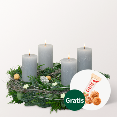 Adventskranz Nature Christmas (Ø 40 cm) mit Ferrero Giotto 3er