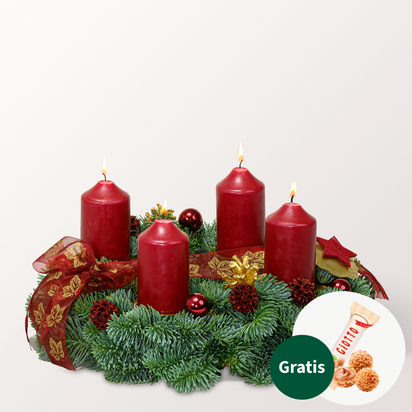 Adventskranz Red Glory (Ø 30 cm) mit Ferrero Giotto 3er