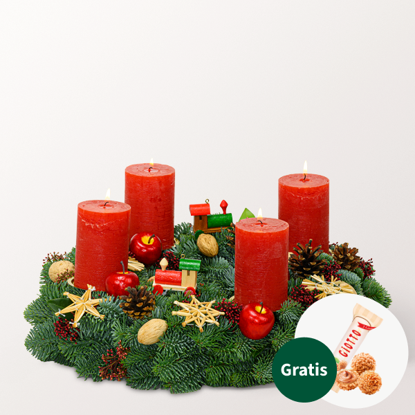 Adventskranz Oh Du Fröhliche (Ø 35 cm) mit Ferrero Giotto 3er