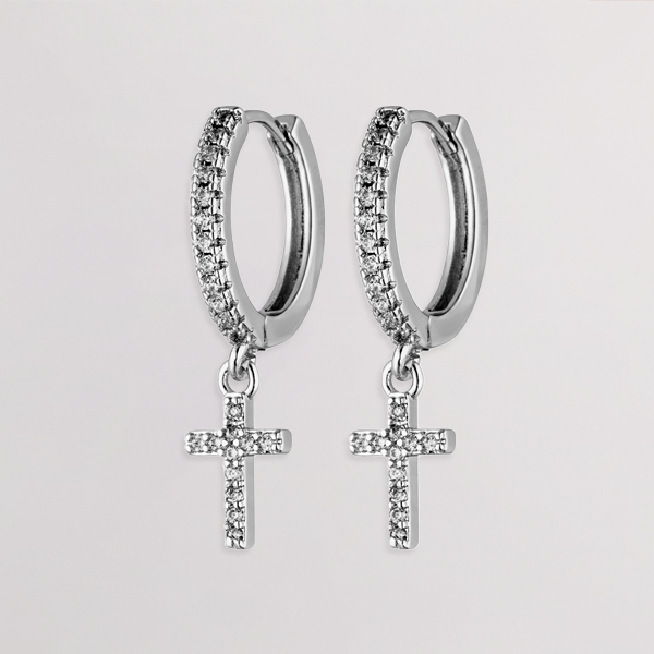 Hoop Earrings with Cross Pendant