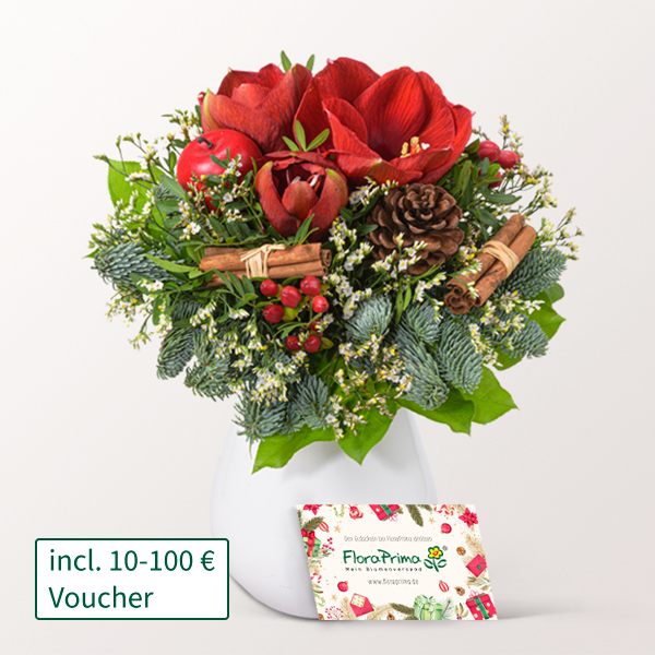 Flower Bouquet Winterstimmung with Voucher and with vase