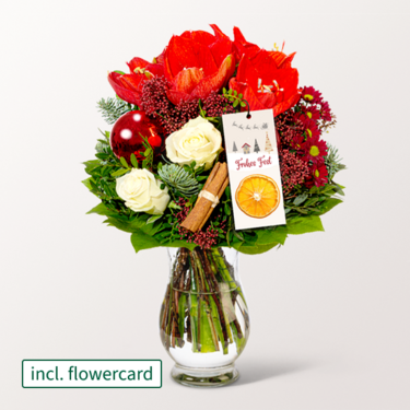 Flower Bouquet Weihnachten with vase & Flowercard