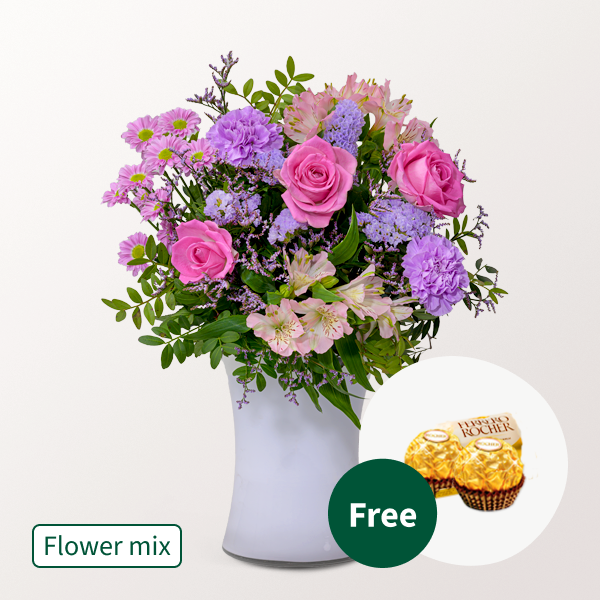 Flower Mix Kleiner Dank with 2 Ferrero Rocher