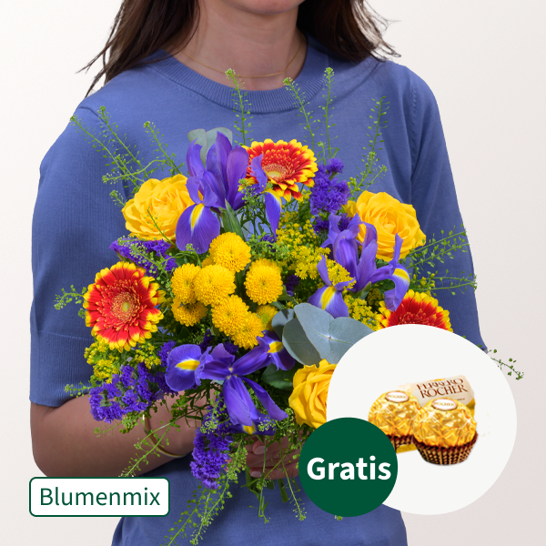 Blumenmix Frühlingsgedicht mit 2 Ferrero Rocher