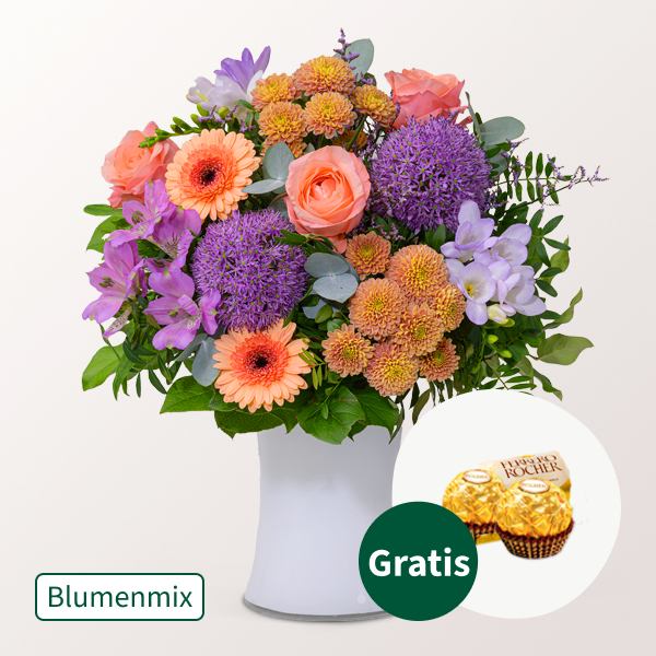 Blumenmix Blütenglück mit 2 Ferrero Rocher