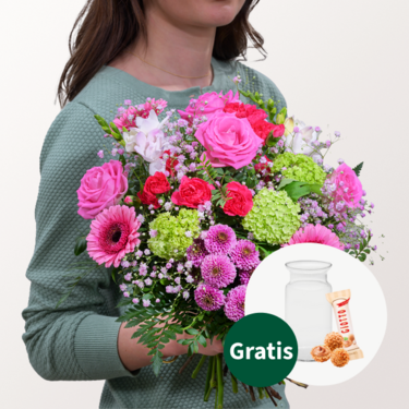 Blumenstrauß Blumenwunder mit Vase & Ferrero Giotto 3er