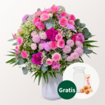 Blumenstrauß Blütenliebe mit Vase & Ferrero Giotto 3er