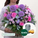 Premiumstrauß Danke mit Premiumvase & 2 Ferrero Rocher