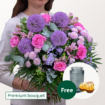 Premium Bouquet Danke with Premium Vase & 2 Ferrero Rocher