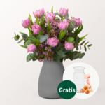 Blumenstrauß Frühlingslaune mit Vase & Ferrero Giotto 3er