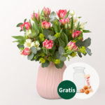 Blumenstrauß Tulpenfest mit Vase & Ferrero Giotto 3er