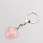 Key Ring rose quartz with Heart