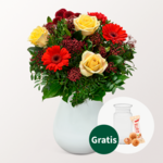 Blumenstrauß Holly mit Vase & Ferrero Giotto 3er