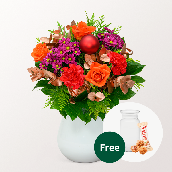 Flower Bouquet Wintergedicht with vase & 3 Ferrero Giotto