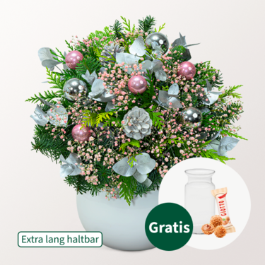 Strauß Winterglanz mit Vase & Ferrero Giotto 3er