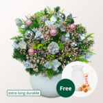 Bouquet Winterglanz with vase & 3 Ferrero Giotto