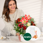 Blumenstrauß Winterbote mit Vase & Ferrero Giotto 3er