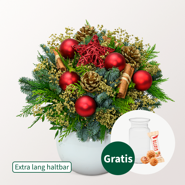 Strauß Weihnachtsstern mit Vase & Ferrero Giotto 3er