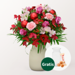 Blumenstrauß Wintermärchen mit Vase & Ferrero Giotto 3er