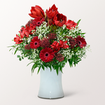 Flower Bouquet Red Velvet with vase & 2 Ferrero Rocher