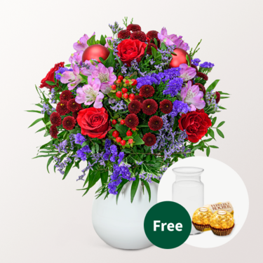 Flower Bouquet Winterlicht with vase & 2 Ferrero Rocher