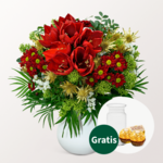 Blumenstrauß Winterromanze mit Vase & 2 Ferrero Rocher