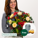 Premium Bouquet Sternstunde with Premium Vase & 2 Ferrero Rocher