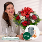 Premium Bouquet Winterfarben with Premium Vase & 3 Ferrero Giotto