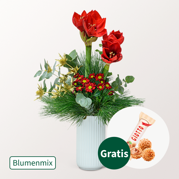 Blumen Mix Zarter Gruß mit Ferrero Giotto 3er