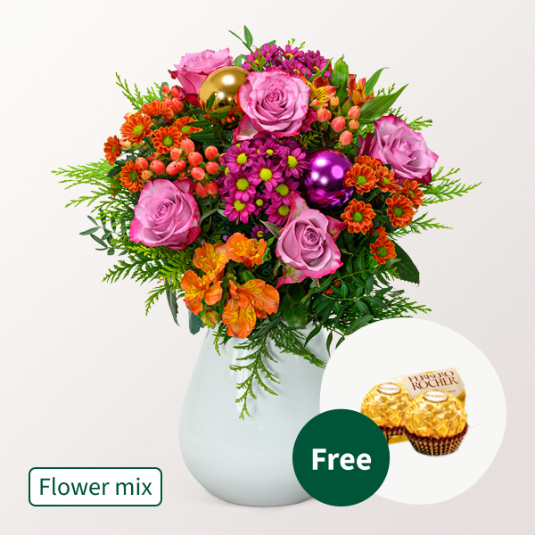 Flower Mix Winterballade with 2 Ferrero Rocher