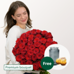 Premium Bouquet Paris with Premium Vase & 2 Ferrero Rocher