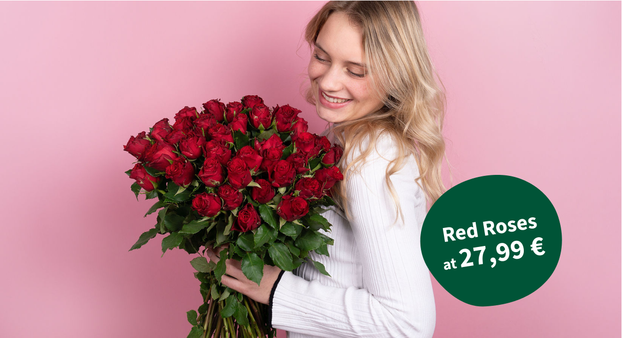 Red Roses in a bunch at 27,99 €